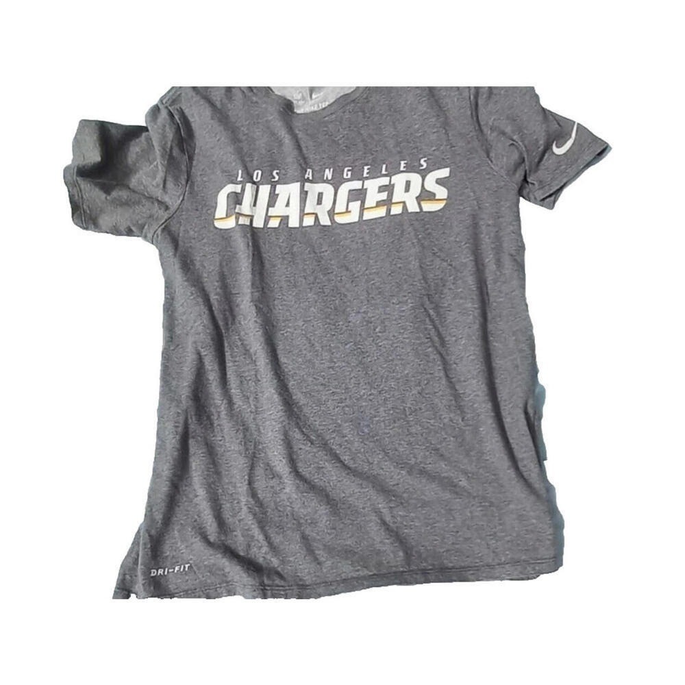 Nike Dri-FIT‎ Mens Medium NFL Los Angeles Chargers T-Shirt Gray Athletic Tee